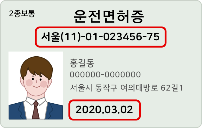 운전면허증 예시이미지